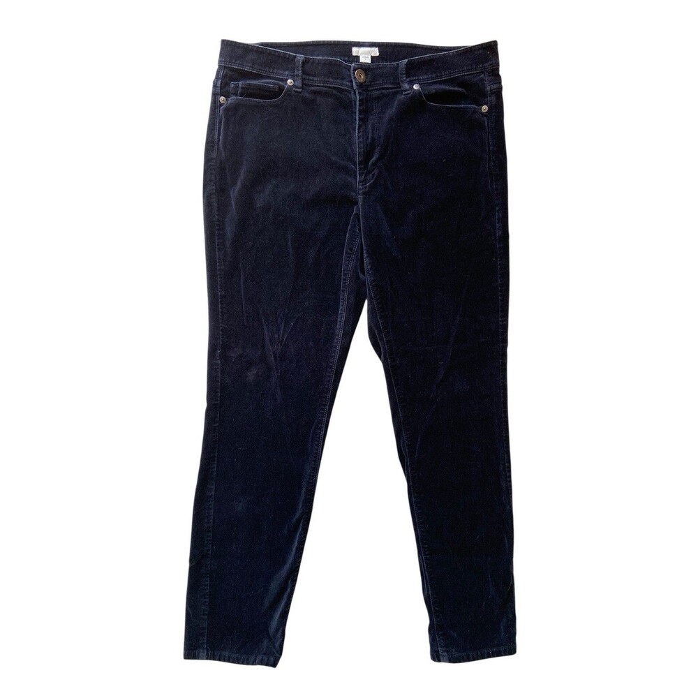 J Jill Velvet Jeans Size 12 Blue Stretch Fall Winter Wardobe Office Holiday Luxe